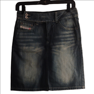 Diesel Blue Denim Skirt, Approximately 27/ 28 Inch Waist No Size Tags.